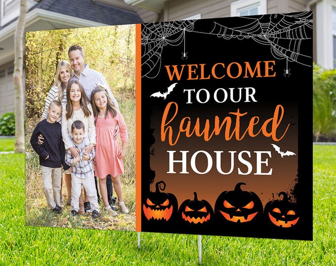 Halloween yard sign design, digital file only, Happy Halloween sign, Party Lawn Decorations, Trick or treat, Halloween Holiday sign