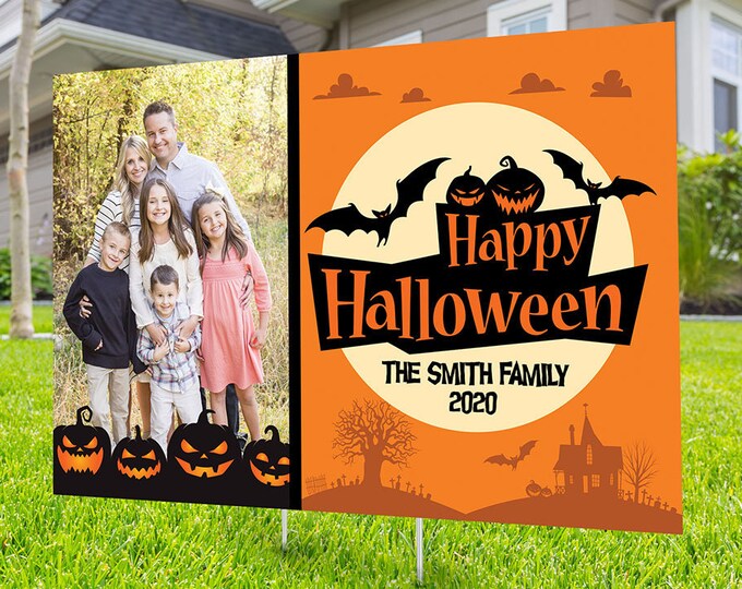 Halloween yard sign design, digital file only, Happy Halloween sign, Party Lawn Decorations, Trick or treat, Halloween Holiday sign