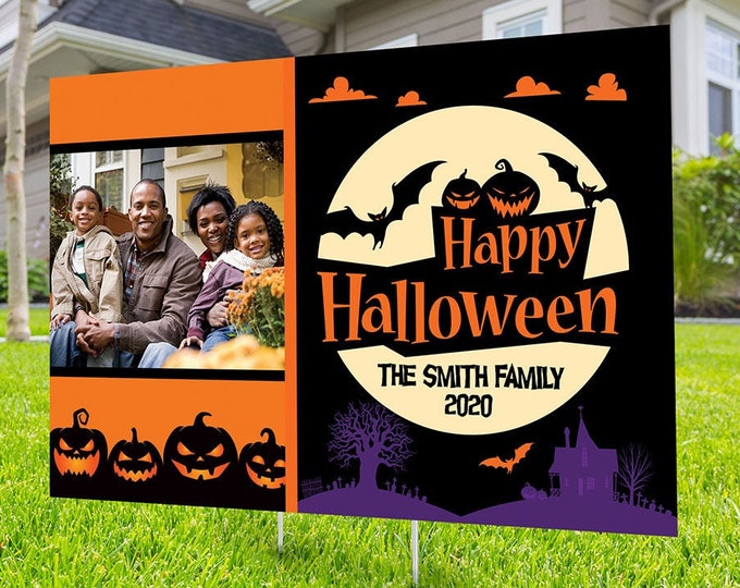 Halloween yard sign design, digital file only, Happy Halloween sign, Party Lawn Decorations, Trick or treat, Halloween Holiday sign