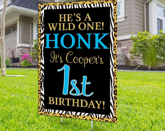 Any age, Wild one, Two Wild,  Yard Sign design, Digital file only, Honk outdoor sign, Birthday Yard Sign, Happy Birthday Sign, Animal print