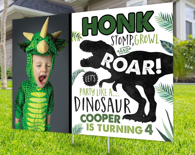 Birthday yard sign design, Digital file only, yard sign, drive-by birthday party, car birthday parade quarantine party, dinosaur birthday