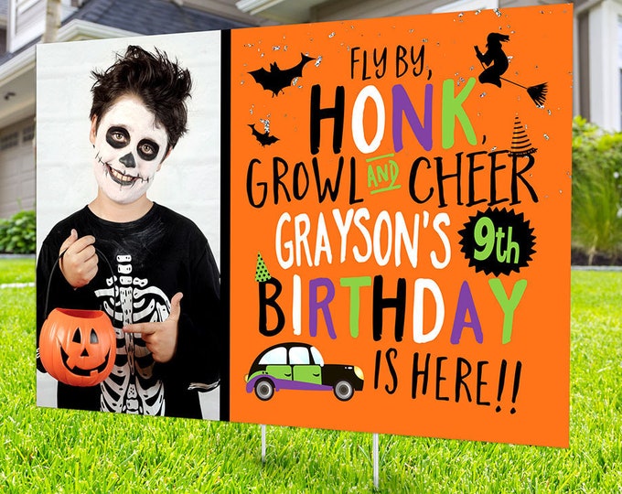 Drive by birthday parade, Digital file only, yard sign, social distancing, drive-by birthday party, Halloween birthday, quarantine party
