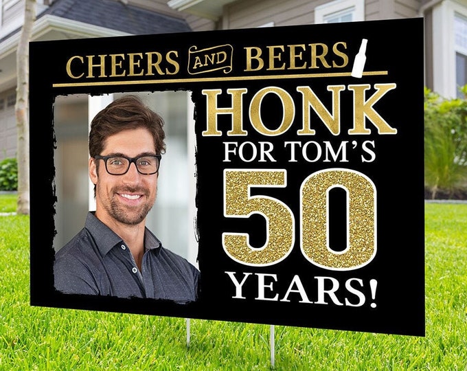 Any age, Happy birthday yard sign design, Digital file only, Honk outdoor sign, Quarantine Birthday, Cheers and beers, Happy Birthday Sign