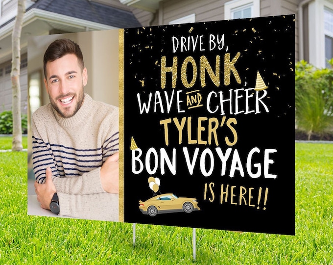 Bon voyage party, retirement party, goodbye party lawn sign design, Digital file only, yard sign, drive-by party, car birthday parade