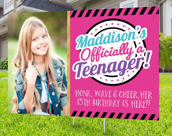 Drive by birthday parade, Digital file only, yard sign, social distancing drive-by birthday party, car birthday parade quarantine party, 13