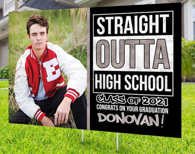 Class of Graduation, Digital file only, Photo Yard Sign design,High School Senior, Welcome Sign Congrats, Graduation lawn sign