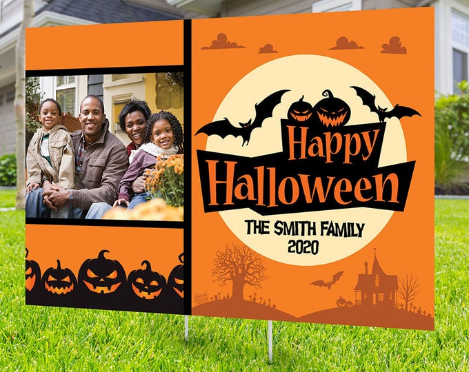 Halloween yard sign design, digital file only, Happy Halloween sign, Party Lawn Decorations, Trick or treat, Halloween Holiday sign