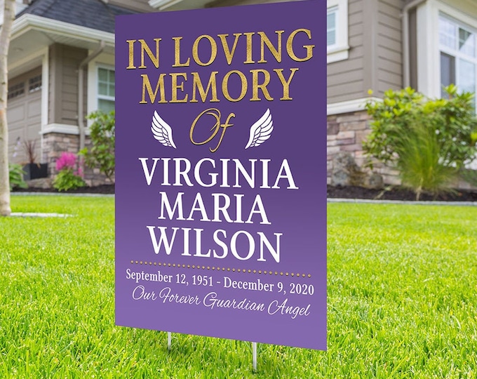 Yard sign, Funeral sign design, Digital file only, memorial sign, happy heavenly birthday, in memory of sign, Memorial birthday sign