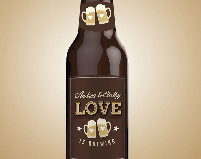 Love is brewing, Coed bridal shower, Beer label, couples wedding shower, bridal shower, Beer and BBQ, wedding, wedding favor,  printable