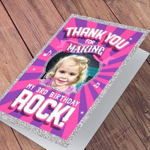 Thank You Card - Greeting Card -  rockstar thank you card - baby shower Thank you - Birthday Party, pop star party, rock star birthday
