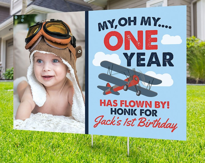 Happy birthday airplane Yard Sign, Honk outdoor sign, Quarantine Birthday , , Birthday Yard Sign, Happy Birthday Sign,  Digital file only