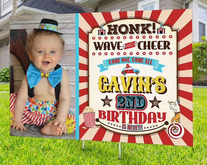 Drive by birthday parade, Digital file only, yard sign, social distancing drive-by birthday party, car birthday parade, Circus, Carnival