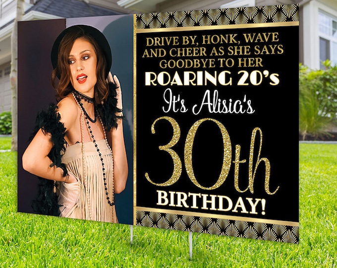 Happy birthday yard sign design, Digital file only, Honk outdoor sign, Great Gatsby, Birthday Yard Sign, Happy Birthday Sign