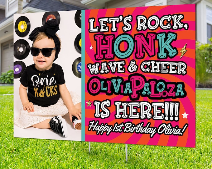 Drive by birthday parade, Digital file only, yard sign, social distancing drive-by birthday party, Rockstar birthday sign