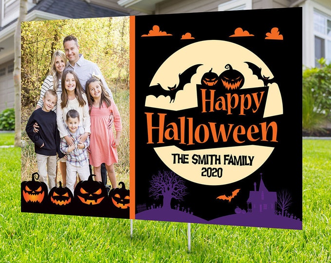 Halloween yard sign design, digital file only, Happy Halloween sign, Party Lawn Decorations, Trick or treat, Halloween Holiday sign