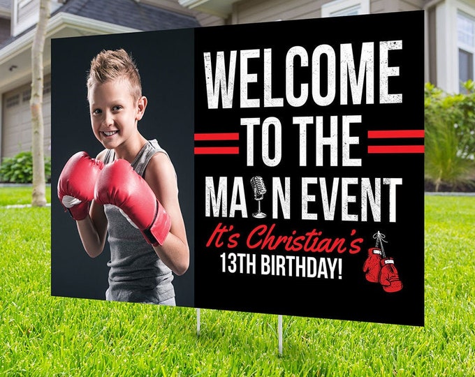 Boxing birthday yard sign design, Digital file only, yard sign, social distancing drive-by birthday party, quarantine party, sports sign