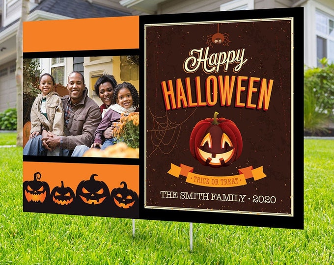 Halloween yard sign design, digital file only, Happy Halloween sign, Party Lawn Decorations, Trick or treat, Halloween Holiday sign