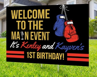 Boxing birthday yard sign design, Digital file only, yard sign, social distancing drive-by birthday party, quarantine party, sports sign