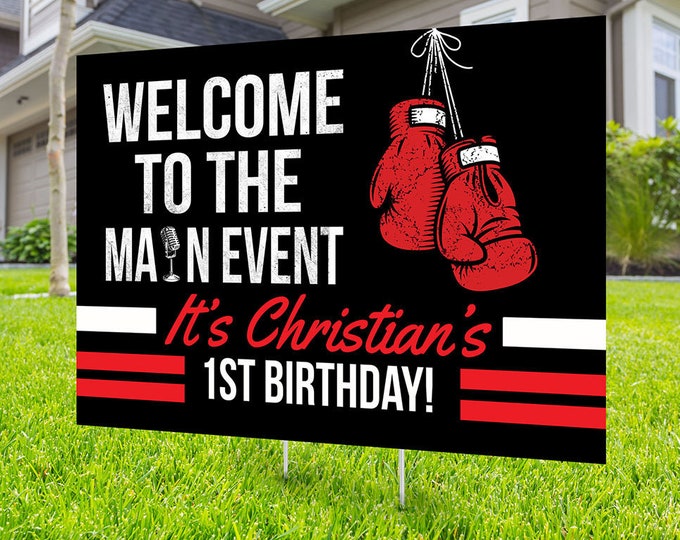 Boxing birthday yard sign design, Digital file only, yard sign, social distancing drive-by birthday party, quarantine party, sports sign