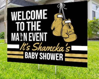 Boxing birthday yard sign design, boxing baby shower, gender reveal, Digital file only, yard sign, drive-by birthday party, sports sign