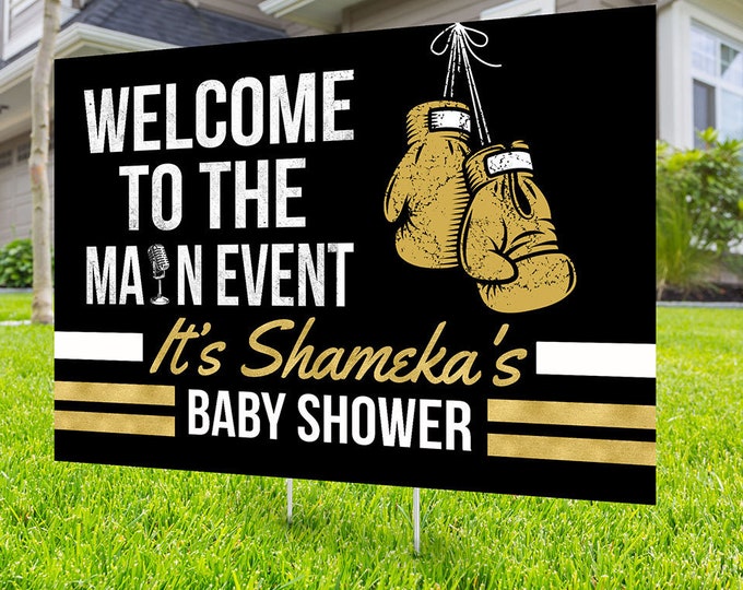 Boxing birthday yard sign design, boxing baby shower, gender reveal, Digital file only, yard sign, drive-by birthday party, sports sign