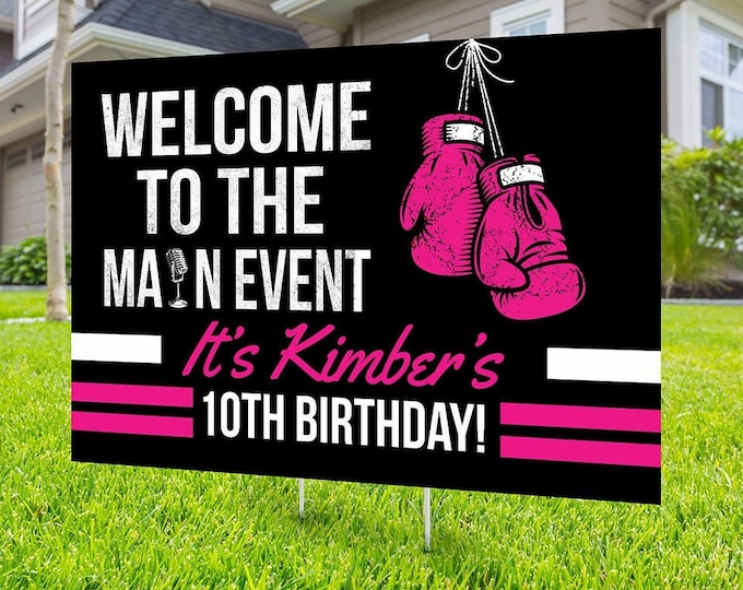 Boxing birthday yard sign design, boxing baby shower, gender reveal, Digital file only, yard sign, drive-by birthday party, sports sign