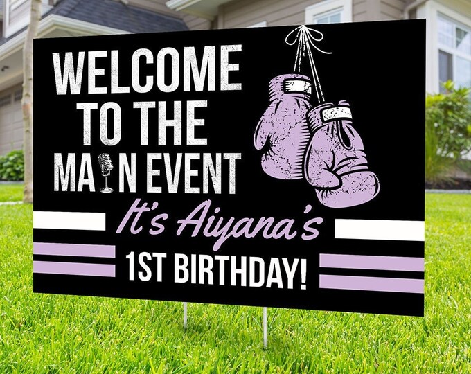 Boxing birthday yard sign design, Digital file only, yard sign, social distancing drive-by birthday party, quarantine party, sports sign