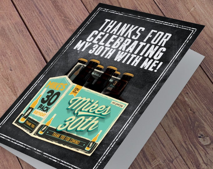 Thank you card, ANY AGE, Cheers and Beers invitation, beer, 21st, 30th, 40th, 50th, 60th, 70th, Surprise Birthday Party Invitation, cheers,