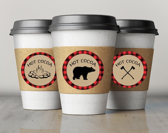 Hot chocolate bar, Lumberjack party, Woodland baby shower, Kraft, couple baby shower, hot cocoa, flannel, woodland decor, lumberjack party