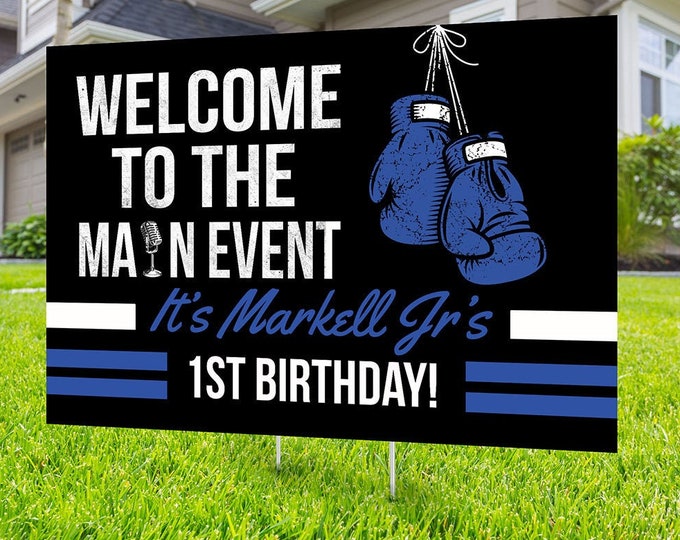 Boxing birthday yard sign design, Digital file only, yard sign, social distancing drive-by birthday party, quarantine party, sports sign