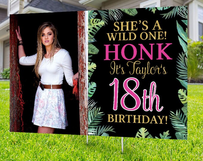 Happy birthday Yard Sign design, Digital file only, Honk outdoor sign, Quarantine Birthday , Birthday Yard Sign, Happy Birthday Sign, Jungle