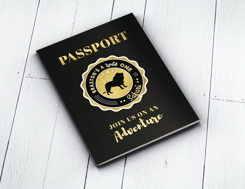 Watercolors Elephant Passport invitation Jungle Invitation Safari invitation Jungle invite Wild One Lion Wild thing Safari Invite