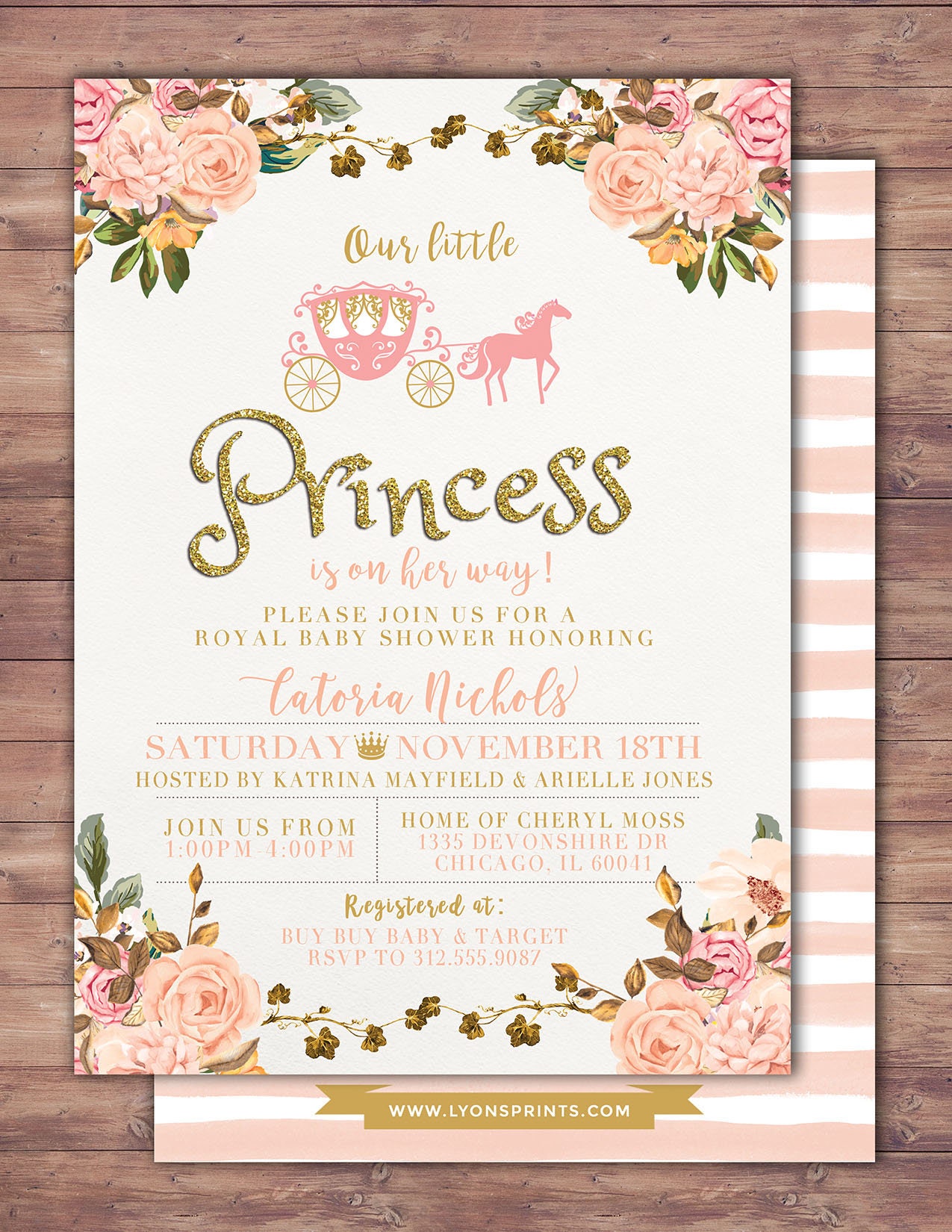 Princess Baby Shower Invitation Princess Carriage Baby Shower 