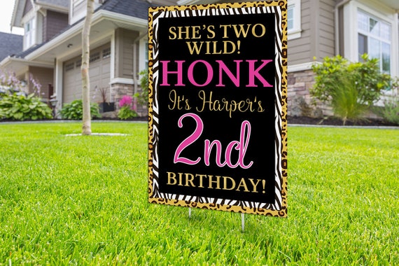 Any age, Wild one, Two Wild, Yard Sign design, Digital file only, Honk outdoor sign, Birthday Yard Sign, Happy Birthday Sign, Animal print Il_570xn