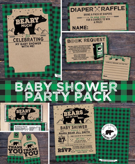 Lumberjack Baby Shower Invitation, Digital Files Only, Buffalo