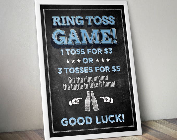Ring Toss sign, Baby is brewing, Coed baby shower game- Beer baby shower - couples baby shower, BBQ, Printable file