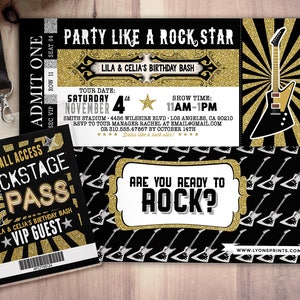 ROCK STAR concert ticket birthday party invitation- Music invitation- printable, rockstar party, pop star, karaoke party, hip hop, invite