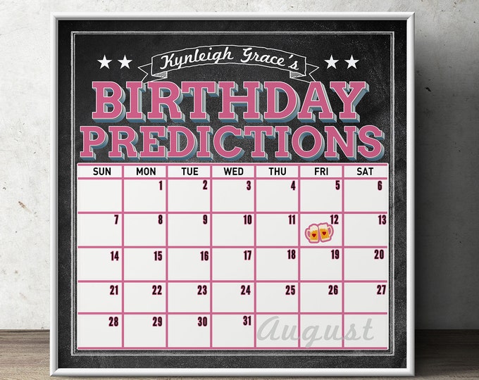 Baby Shower game, Baby is brewing, Coed baby shower, birthday predictions game, couples baby shower, BBQ, baby calendar sign