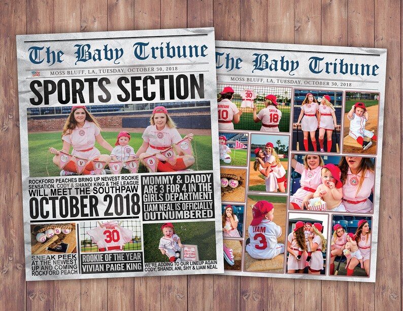 Newspaper Pregnancy Announcement Birth Announcement Sports Etsy