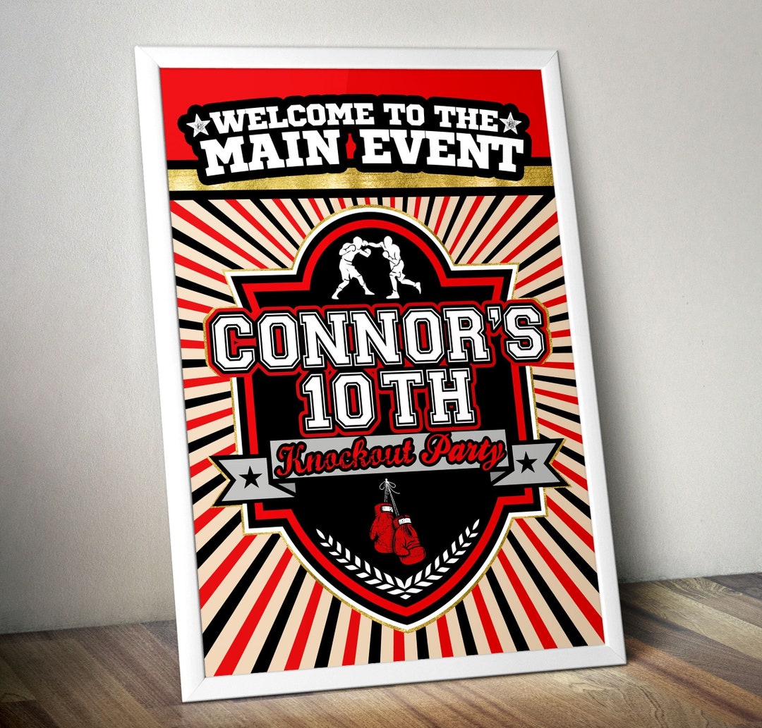 Boxing Sign, Boxing Party, the Main Event, Boxing Theme