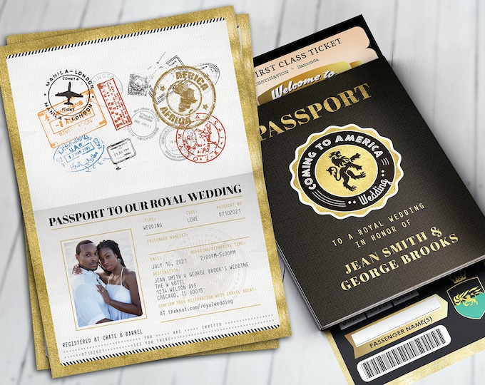 Password and ticket wedding invitation, African wedding, Coming to America, Bridal shower invitation, Digital files only
