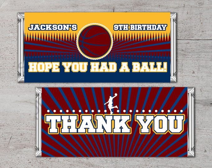 Personalized Basketball Candy Bar Wrapper, Printable chocolate Bar Wrapper with your team colors & message, Basketball Gifts