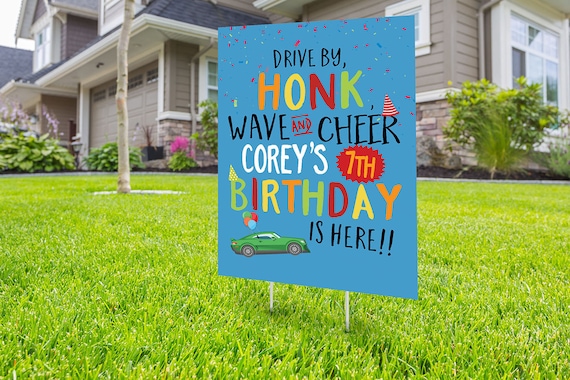 Drive by birthday parade, Digital file only, yard sign, social distancing drive-by birthday party, car birthday parade quarantine party Il_570xn