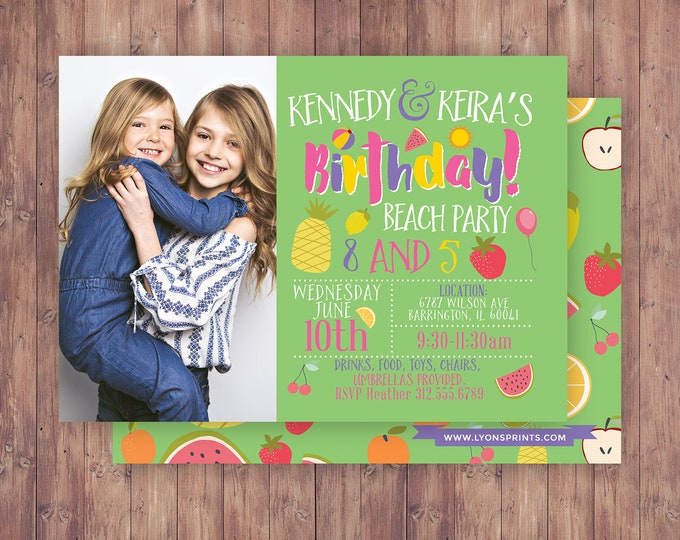 Tutti Frutti Invitation, Fruit Birthday, drive by birthday party,Fruity Party, Fruits Invite, Tropical Summer, summer birthday invite, fruit
