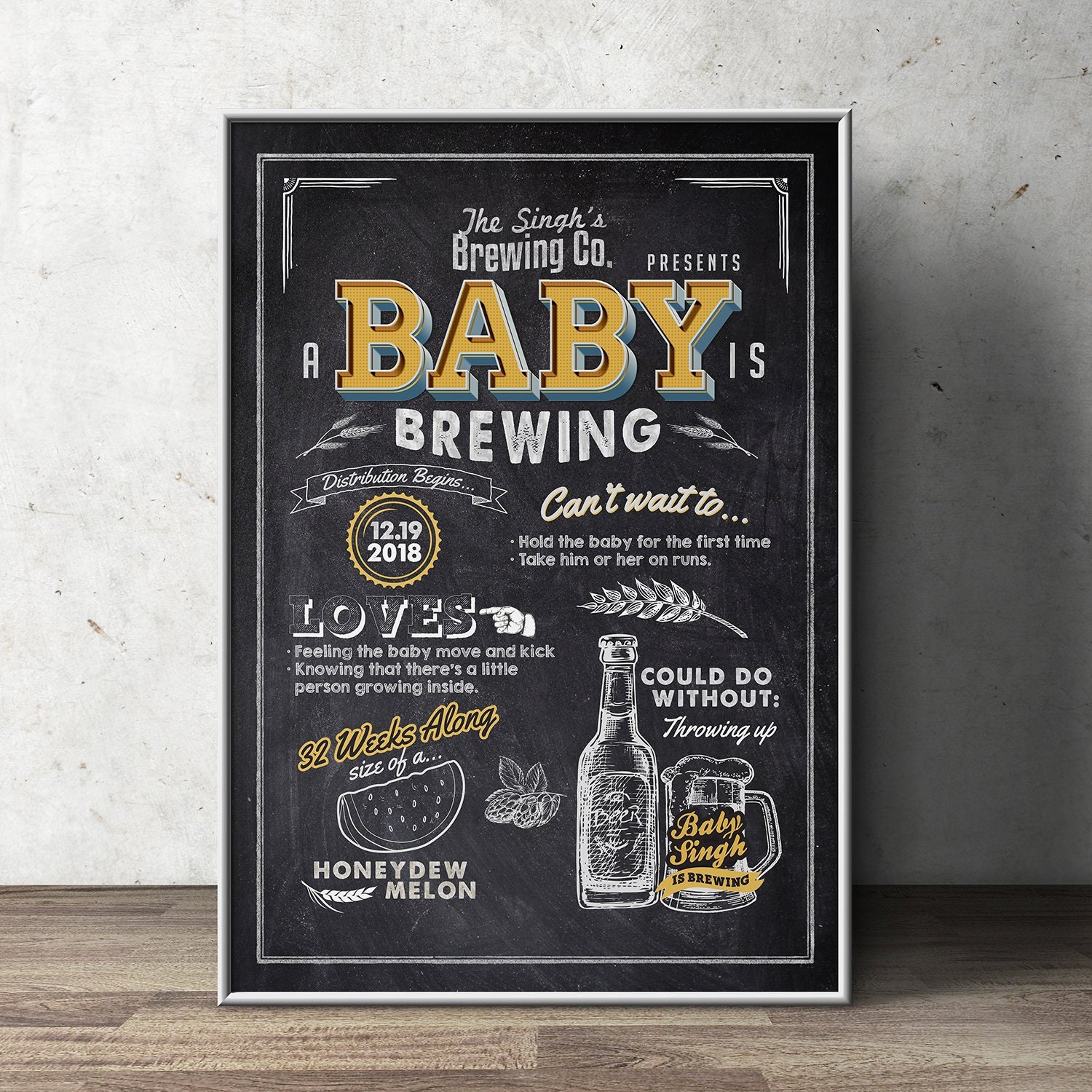 Baby is Brewing BBQ Baby-Q Co-Ed Chalkboard Baby Shower