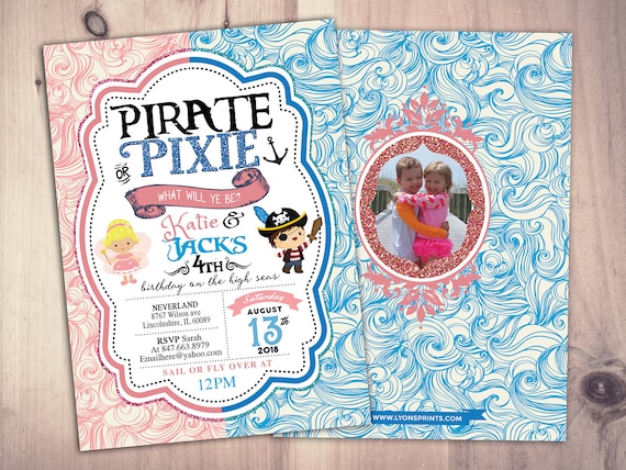 Pirates Princess Pixie Party Invitations Pirate Princess Pixie