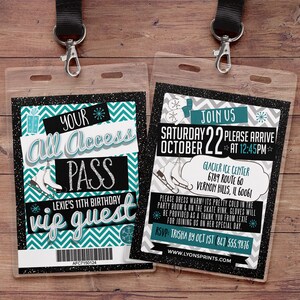 Ice Skating, invitation, birthday, VIP PASS, backstage pass, Vip invitation, birthday invitation,lanyard, Rock Star birthday, winter,chevron