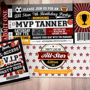 Vintage, All-Star Invitation // Little Slugger Birthday // BIRTHDAY invitation, boy birthday, sports birthday, ticket invitation image 5