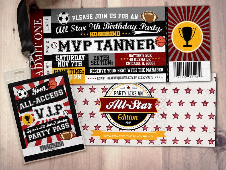 Vintage, All-Star Invitation // Little Slugger Birthday // BIRTHDAY invitation, boy birthday, sports birthday, ticket invitation image 5