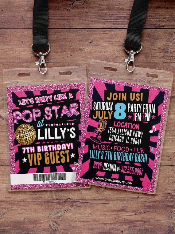 Retro Neon Vip Pass Backstage Pass Vip Invitation Etsy 日本